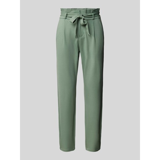 Spodnie materiałowe o kroju tapered fit z wiązanym paskiem model ‘EVA’ ze sklepu Peek&Cloppenburg  w kategorii Spodnie damskie - zdjęcie 172417524
