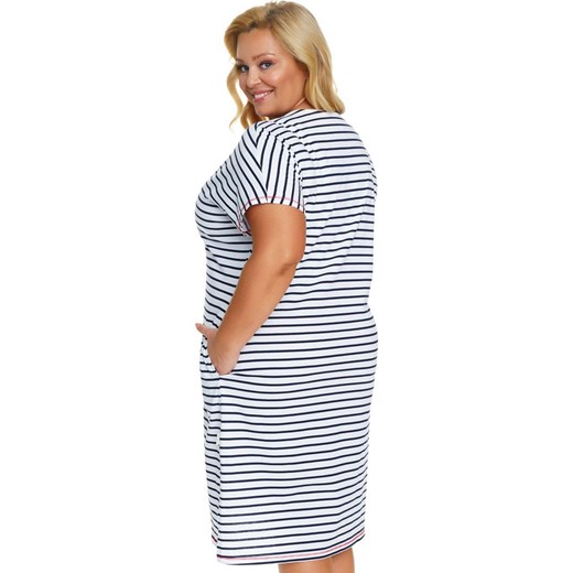 Doctor Nap koszula nocna w paseczki plus size TB.5368, Kolor granatowo-biały, Rozmiar L, Doctor Nap ze sklepu Intymna w kategorii Koszule nocne - zdjęcie 172419092