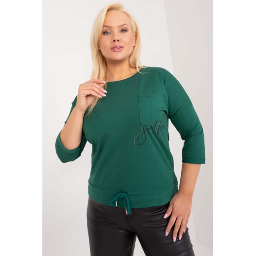 Bluzka plus size ze ściągaczem ciemno zielona ze sklepu 5.10.15 w kategorii Bluzki damskie - zdjęcie 172420171