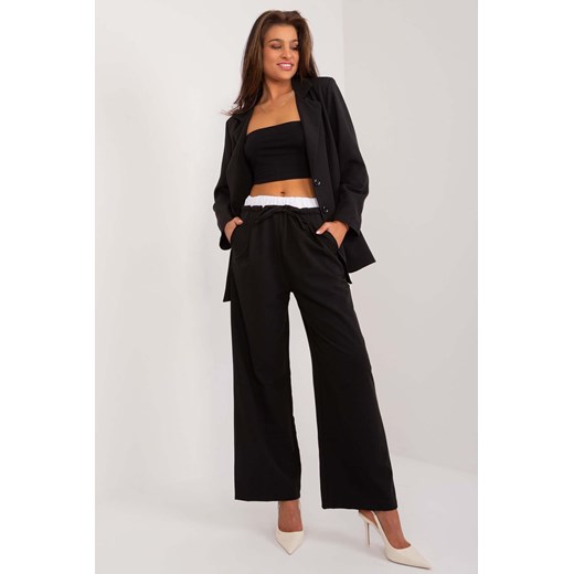 Eleganckie spodnie z podwójną talią czarne ze sklepu 5.10.15 w kategorii Spodnie damskie - zdjęcie 172420184