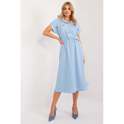 Midi sukienka na co dzień jasno niebieska ze sklepu 5.10.15 w kategorii Sukienki - zdjęcie 172420270