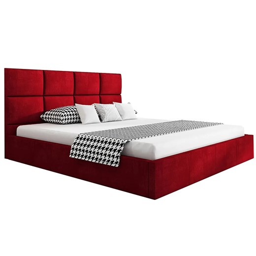 Czerwone tapicerowane łóżko 160x200 - Nikos 2X ze sklepu Edinos.pl w kategorii Łóżka i materace - zdjęcie 172421511