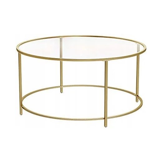 Złoty szklany stolik kawowy w stylu glamour - Sixo ze sklepu Edinos.pl w kategorii Stoliki kawowe - zdjęcie 172421703