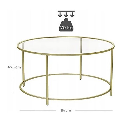 Złoty szklany stolik kawowy w stylu glamour - Sixo Elior One Size Edinos.pl