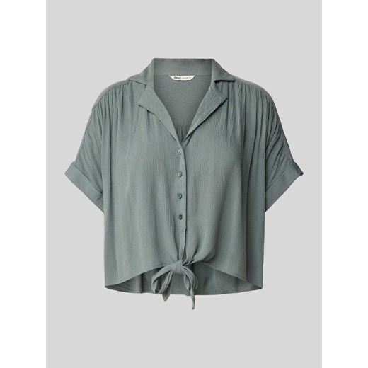 Bluzka koszulowa krótka z fakturowanym wzorem model ‘PAULA’ ze sklepu Peek&Cloppenburg  w kategorii Koszule damskie - zdjęcie 172422222