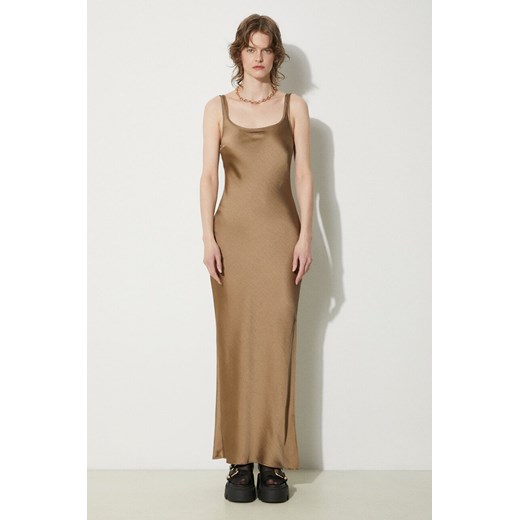 Samsoe Samsoe sukienka kolor brązowy maxi prosta ze sklepu PRM w kategorii Sukienki - zdjęcie 172422932