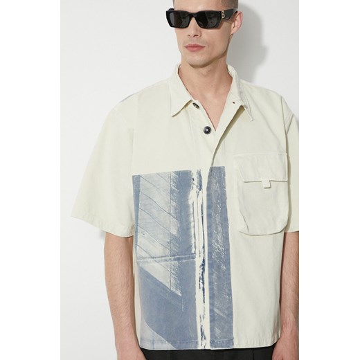 A-COLD-WALL* koszula bawełniana Strand Overshirt męska kolor beżowy relaxed z kołnierzykiem klasycznym ACWMSH131 ze sklepu PRM w kategorii Koszule męskie - zdjęcie 172423000