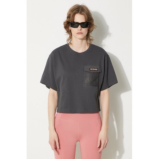 Columbia t-shirt bawełniany Painted Peak damski kolor szary 2074491 ze sklepu PRM w kategorii Bluzki damskie - zdjęcie 172423224