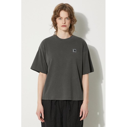 Carhartt WIP t-shirt bawełniany S/S Nelson T-Shirt damski kolor szary I033051.98GD ze sklepu PRM w kategorii Bluzki damskie - zdjęcie 172423230