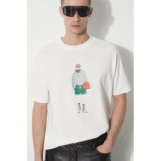 New Balance t-shirt bawełniany męski kolor beżowy z nadrukiem MT41578SST ze sklepu PRM w kategorii T-shirty męskie - zdjęcie 172423254