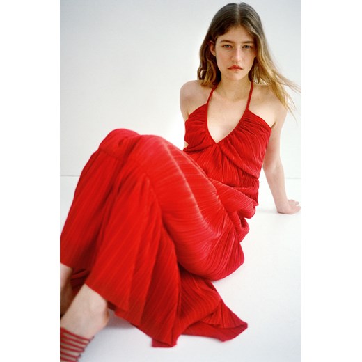 H & M - Plisowana sukienka maxi - Czerwony H & M L H&M