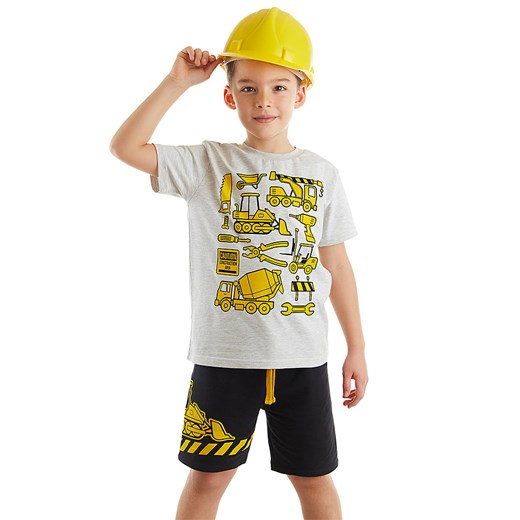 Denokids 2-częściowy zestaw &quot;Construction&quot; w kolorze biało-czarnym ze sklepu Limango Polska w kategorii T-shirty chłopięce - zdjęcie 172423643