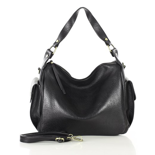 Luksusowa torebka kuferek na ramię skóra naturalna MARCO MAZZINI czarna ze sklepu Verostilo w kategorii Torby Shopper bag - zdjęcie 172424493