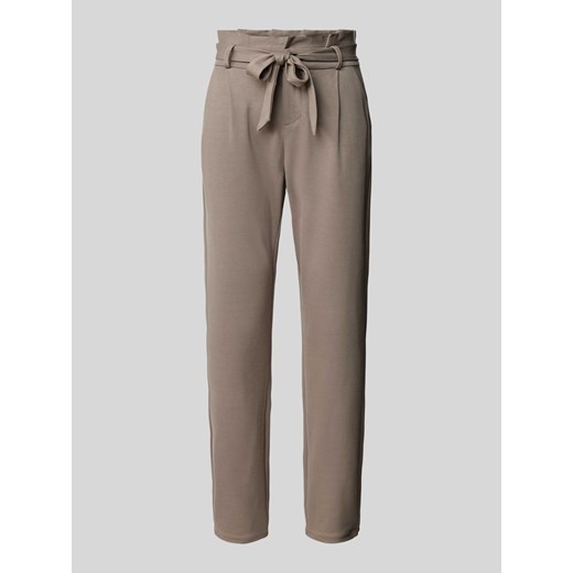 Spodnie materiałowe o kroju tapered fit z wiązanym paskiem model ‘EVA’ ze sklepu Peek&Cloppenburg  w kategorii Spodnie damskie - zdjęcie 172424910