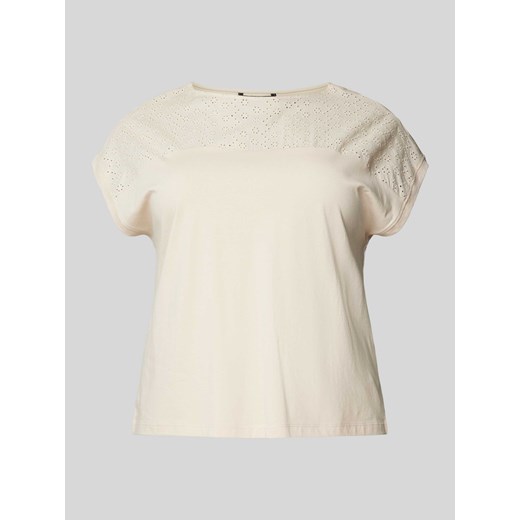 T-shirt z haftem angielskim model ‘KAYA’ ze sklepu Peek&Cloppenburg  w kategorii Bluzki damskie - zdjęcie 172425230