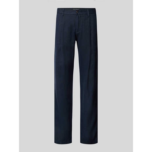 Spodnie lniane o kroju tapered fit z zakładkami w pasie model ‘Osby’ ze sklepu Peek&Cloppenburg  w kategorii Spodnie męskie - zdjęcie 172425352