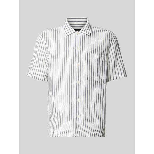 Koszula lniana o kroju regular fit ze wzorem w paski ze sklepu Peek&Cloppenburg  w kategorii Koszule męskie - zdjęcie 172425714