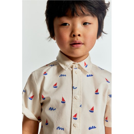 H & M - Bawełniana koszula z krótkim rękawem - Biały ze sklepu H&M w kategorii Koszule chłopięce - zdjęcie 172425780