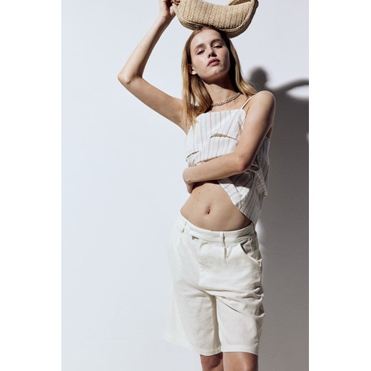 H & M - Eleganckie szorty z domieszką lnu - Biały ze sklepu H&M w kategorii Szorty - zdjęcie 172425790