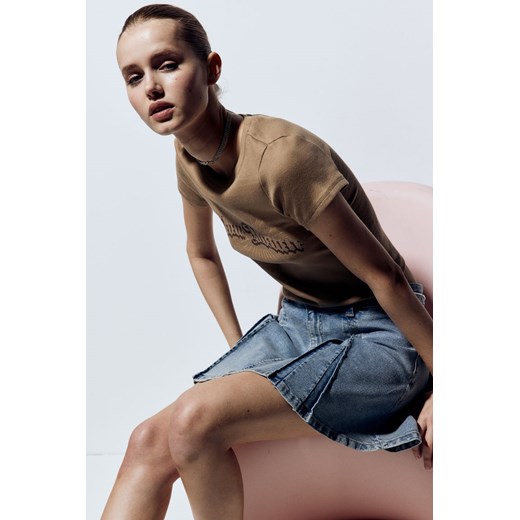 H & M - Dżinsowa spódnica mini z plisami - Niebieski ze sklepu H&M w kategorii Spódnice - zdjęcie 172425813
