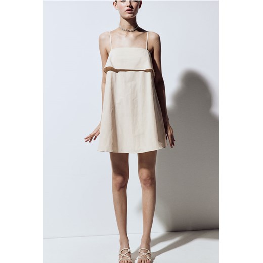 H & M - Trapezowa sukienka z popeliny - Beżowy ze sklepu H&M w kategorii Sukienki - zdjęcie 172425953