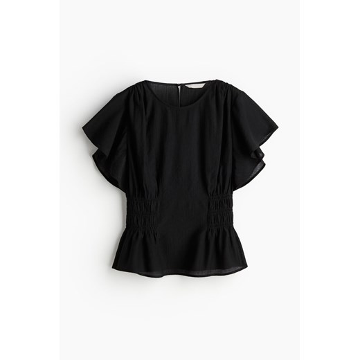Bluzka damska H & M czarna z krótkimi rękawami z okrągłym dekoltem casual 