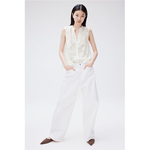 H & M - Żakardowa bluzka bez rękawów - Biały ze sklepu H&M w kategorii Bluzki damskie - zdjęcie 172426024