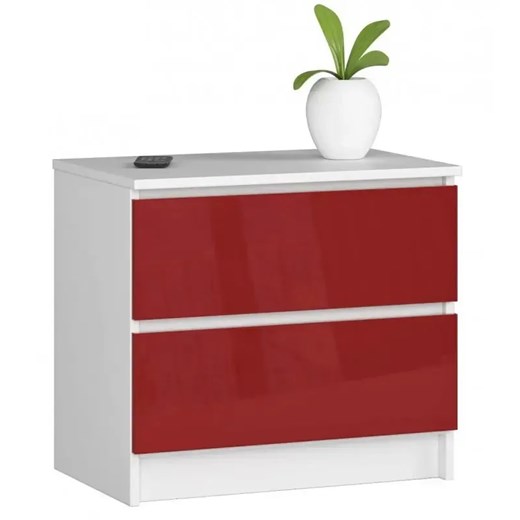 Młodzieżowa komoda z szufladami biała + czerwony połysk - Parin 4X ze sklepu Edinos.pl w kategorii Komody - zdjęcie 172427563