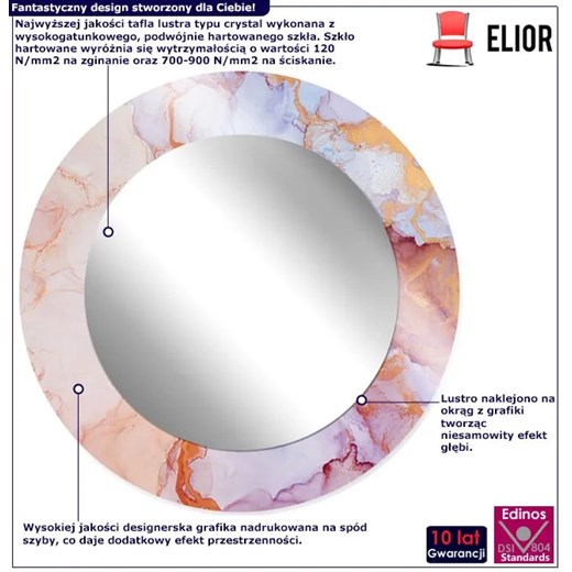 Okrągłe lustro w ozdobnej ramie - Tutori 7X 3 rozmiary Elior One Size Edinos.pl