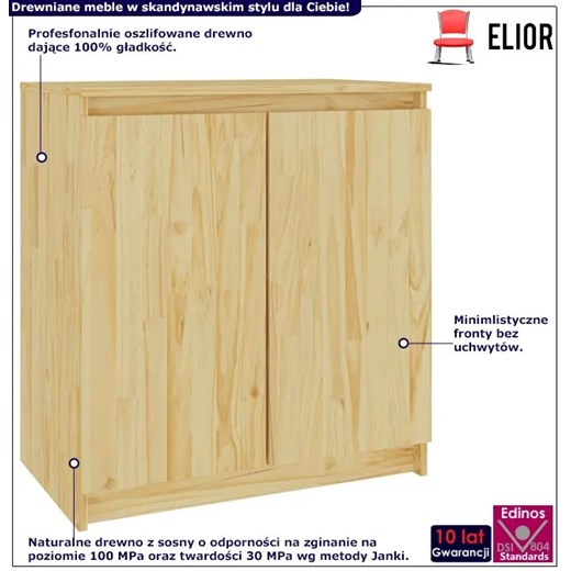 Drewniana szafka dwudrzwiowa w stylu skandynawskim - Jodi 3X Elior One Size wyprzedaż Edinos.pl