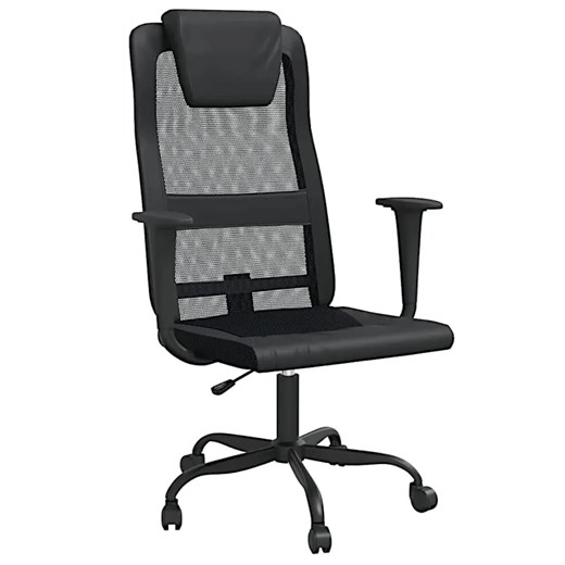 Czarne krzesło biurowe ergonomiczne z ekoskóry M8-L75 ze sklepu Edinos.pl w kategorii Krzesła biurowe - zdjęcie 172428284