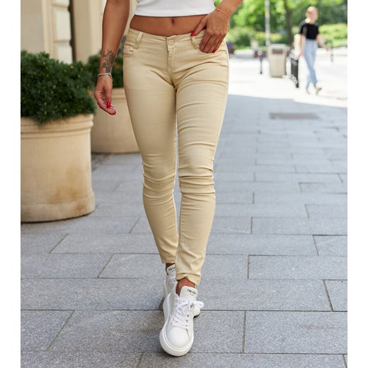 Beżowe spodnie jeansowe Serpenti ze sklepu gemre w kategorii Spodnie damskie - zdjęcie 172428550