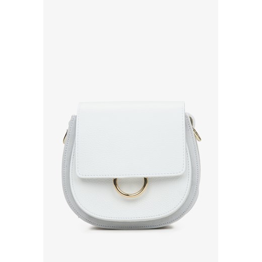Estro: Mała biała torebka damska w kształcie podkowy z włoskiej skóry naturalnej Premium ze sklepu Estro w kategorii Listonoszki - zdjęcie 172428630