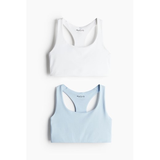 H & M - Biustonosz sportowy Medium Support 2-pak - Niebieski ze sklepu H&M w kategorii Biustonosze - zdjęcie 172428683