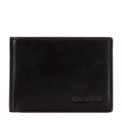 Męski portfel skórzany z brązową lamówką mały poziomy ze sklepu WITTCHEN w kategorii Portfele męskie - zdjęcie 172429023