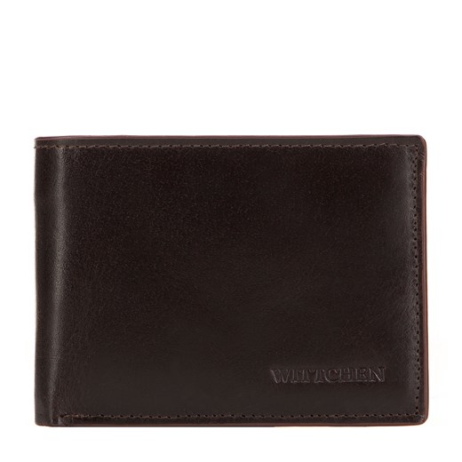 Męski portfel skórzany z brązową lamówką mały poziomy ze sklepu WITTCHEN w kategorii Portfele męskie - zdjęcie 172429024
