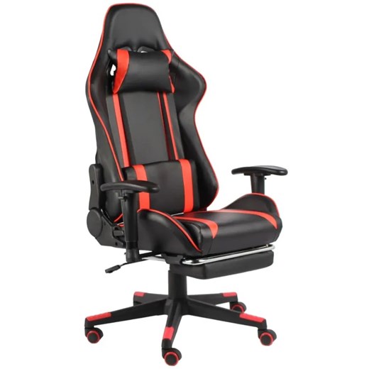 Czarno-czerwony fotel gamingowy z podnóżkiem - Epic Gamer ze sklepu Edinos.pl w kategorii Krzesła biurowe - zdjęcie 172429723