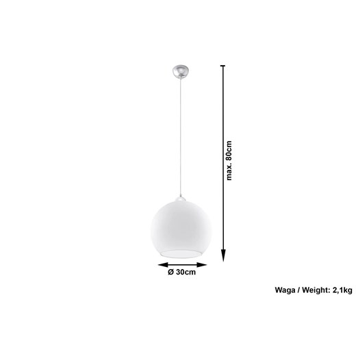 Okrągła szklana lampa wisząca LED E830-Bals - biały Lumes One Size Edinos.pl
