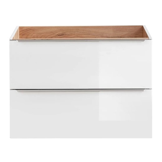 Podwieszana szafka łazienkowa pod umywalkę z szufladami - Malta 3X Biały połysk 80 cm ze sklepu Edinos.pl w kategorii Szafki i regały łazienkowe - zdjęcie 172429802
