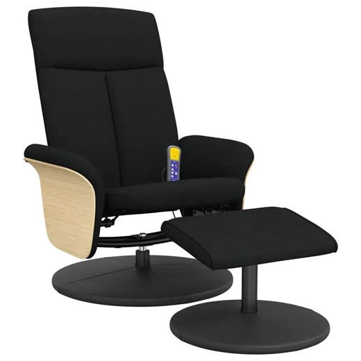 Czarny masujący fotel z podnóżkiem - Imerix ze sklepu Edinos.pl w kategorii Fotele - zdjęcie 172430180