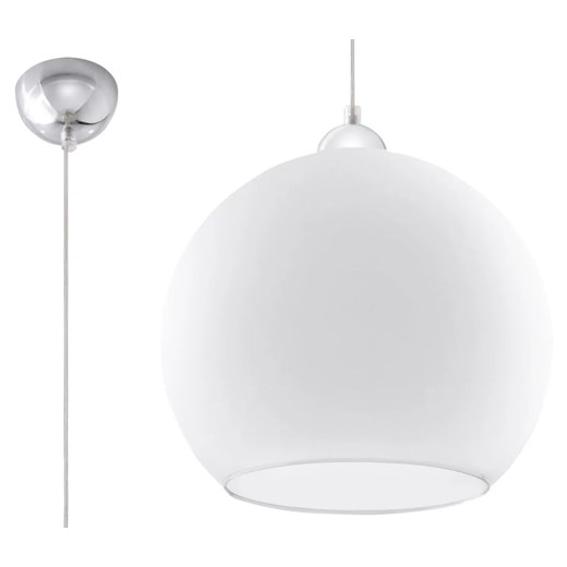 Okrągła szklana lampa wisząca LED E830-Bals - biały ze sklepu Edinos.pl w kategorii Lampy wiszące - zdjęcie 172430404