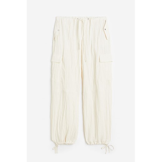 H & M - Spodnie cargo ze sznurkiem - Biały ze sklepu H&M w kategorii Spodnie damskie - zdjęcie 172430532