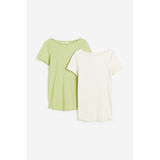 H & M - MAMA Bawełniany top 2-pak - Zielony ze sklepu H&M w kategorii Bluzki ciążowe - zdjęcie 172430544