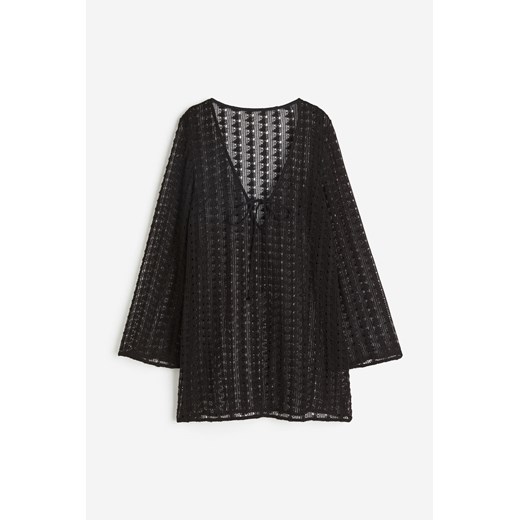 H & M - Tunika plażowa o wyglądzie szydełkowej robótki - Czarny ze sklepu H&M w kategorii Sukienki - zdjęcie 172430552