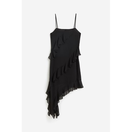 H & M - Asymetryczna sukienka z falbanką - Czarny H & M XS H&M