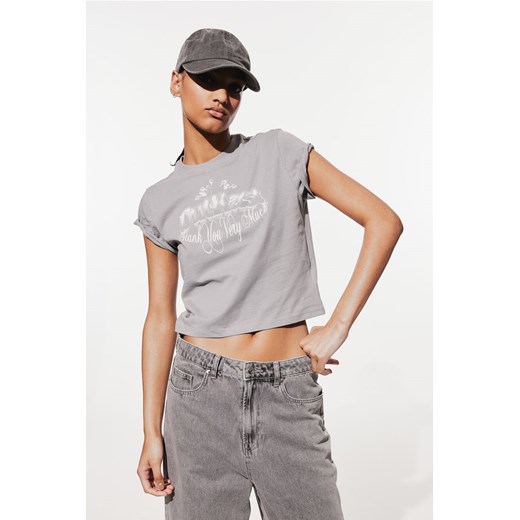 H & M - T-shirt z nadrukiem - Szary ze sklepu H&M w kategorii Bluzki damskie - zdjęcie 172430561