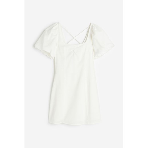 H & M - Sukienka z bufiastym rękawem - Biały H & M XXS H&M
