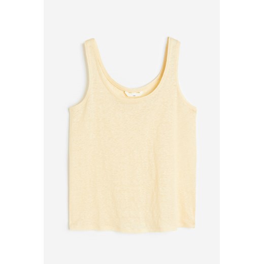 H & M - Lniana koszulka - Żółty ze sklepu H&M w kategorii Bluzki damskie - zdjęcie 172430624
