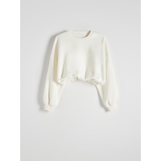 Reserved - Krótka bluza - złamana biel ze sklepu Reserved w kategorii Bluzy damskie - zdjęcie 172432331