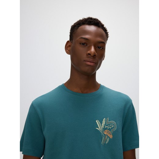 Reserved - T-shirt regular z haftem - morski ze sklepu Reserved w kategorii T-shirty męskie - zdjęcie 172432472